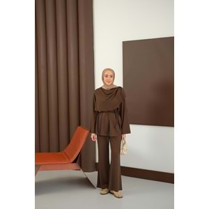 Kadın Şal Detay Takım Kahverengi 36-38 (S-M) Beden