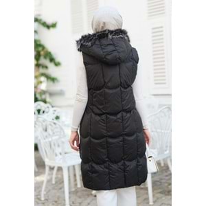 Kapüşonlu Şişme Yelek Siyah 40 Beden