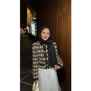 Baklava Desen Triko Siyah Kadın Hırka