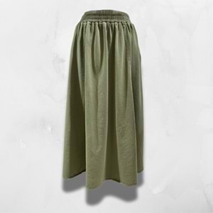 Gabardin Cepli Keten Yeşil Etek L Beden