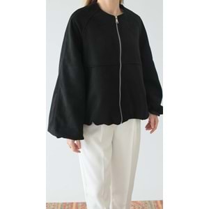 Süet Bomber Fermuarlı Kadın Siyah Ceket