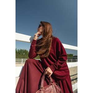 Yarasa Kol İkili Pamuk Kadın Bordo Takım S-M (36-38) Beden