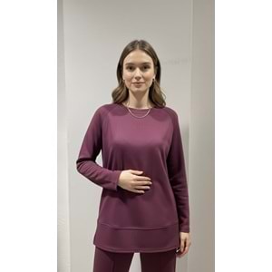 Bisqvi Bordo Modal Kumaş Pantolonlu Takım - L/XL Beden (40-42)