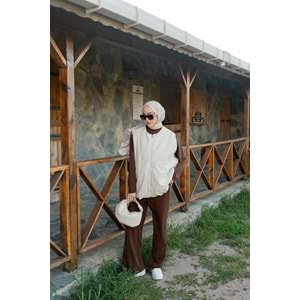 Gabardin Fermuarlı Kadın Astarlı Bej Yelek S-M (36-38) Beden