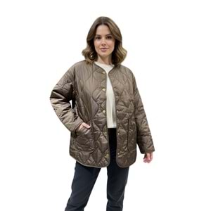 Kahverengi Oversize Kapitone Kadın Ceket (L-XL Beden)