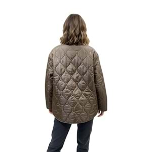 Kahverengi Oversize Kapitone Kadın Ceket (L-XL Beden)