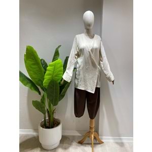 Müslin Kimono 7016 Beyaz M Beden
