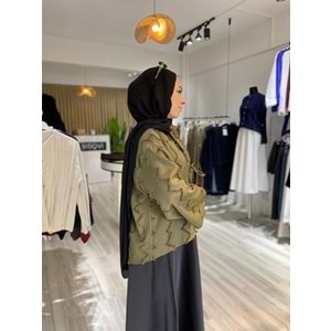 Zikzak Püsküllü İki İp Bağlamalı Yeşil Kimono M (38-40) Beden