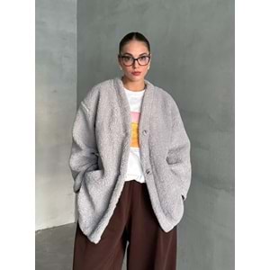 Lilyum Düz Kesim Standart Gri Bürümcük Ceket