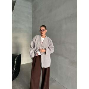 Lilyum Düz Kesim Standart Gri Bürümcük Ceket