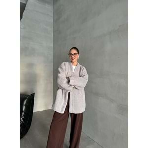 Lilyum Düz Kesim Standart Gri Bürümcük Ceket