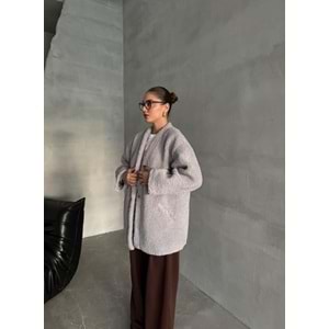 Lilyum Düz Kesim Standart Gri Bürümcük Ceket