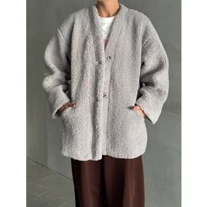 Lilyum Düz Kesim Standart Gri Bürümcük Ceket