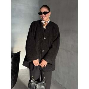 Lilyum Düz Kesim Standart Siyah Bürümcük Ceket