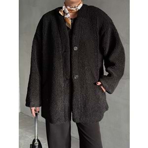 Lilyum Düz Kesim Standart Siyah Bürümcük Ceket