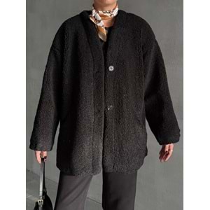 Lilyum Düz Kesim Standart Siyah Bürümcük Ceket