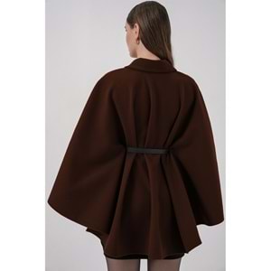 Bigdart Kadın Kemerli Kaşe Panço - Kahverengi