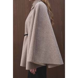 Vizon Oversize Pelerin Kaban | Süet Kemerli Gömlek Yaka