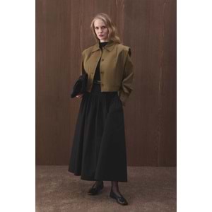 Siyah Pamuklu Evaze Etek L Beden