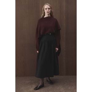 Siyah Pamuklu Evaze Etek L Beden