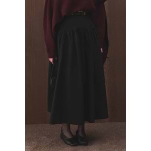 Siyah Pamuklu Evaze Etek M Beden