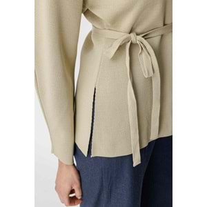 Bej Naye Viscon Karışımlı Hırka L Beden - V Yaka, Baharlık Zarif Örgü