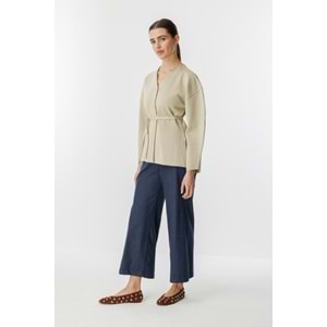 Bej Naye Viscon Karışımlı Hırka L Beden - V Yaka, Baharlık Zarif Örgü