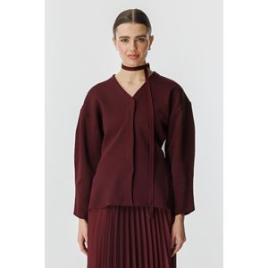 Bordo Naye Viscon Karışımlı Hırka M Beden - V Yaka, Baharlık Zarif Örgü