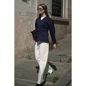 Lacivert Naye Viscon Karışımlı L Beden Hırka - V Yaka, Baharlık Zarif Örgü