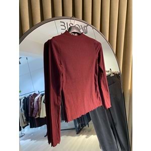 Only Fitilli Fırfır Detaylı Uzun Kollu Bordo Body XS Beden