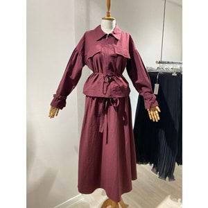 Cupra Pamuklu Ceketli Etekli Bordo L-XL Takım