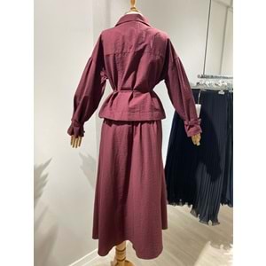 Cupra Pamuklu Ceketli Etekli Bordo L-XL Takım