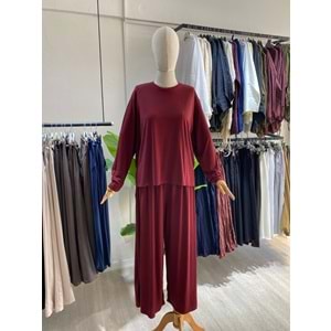 Modal Oys Kumaş Bordo İkili Takım L-XL Beden