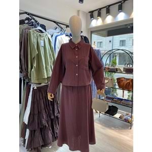 Pamuk Ham Keten Bordo Etekli Takım L-XL Beden