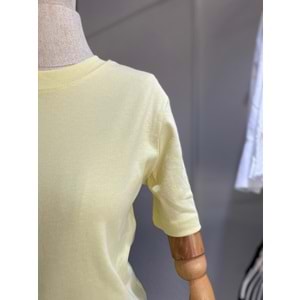 Lino Bisiklet Yaka Kadın Sarı T-shirt M Beden