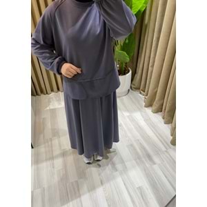 Modal Etekli Gri Takım L-XL Beden (42-44 Beden)