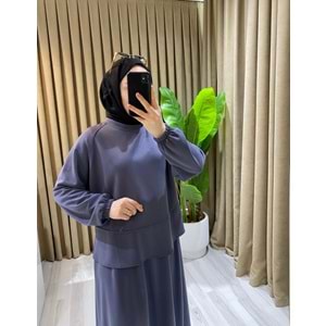 Modal Etekli Gri Takım L-XL Beden (42-44 Beden)