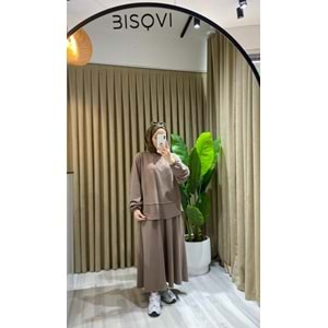 Modal Etekli Sütlü Kahve Takım L-XL (42-44 Beden)