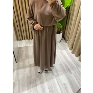 Modal Etekli Sütlü Kahve Takım L-XL (42-44 Beden)