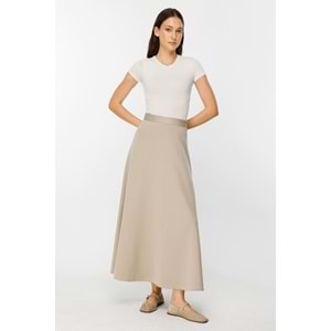 Beli Lastikli Scuba Bej Kloş Etek 2 Beden