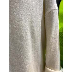 Premium Triko Oversize Kadın Bej Kazak