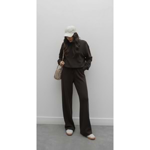 Selanik Örgü Pantolonlu Kadın Takım - Kahverengi (M / 38)