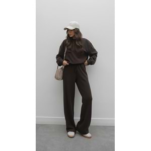 Selanik Örgü Pantolonlu Kadın Takım - Kahverengi (M / 38)