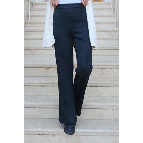 Bisqvi Biyeli Pamuklu Siyah Scuba Kadın Pantolon S-M