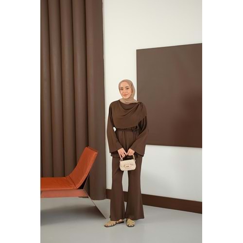 Kadın Şal Detay Takım Kahverengi 36-38 (S-M) Beden