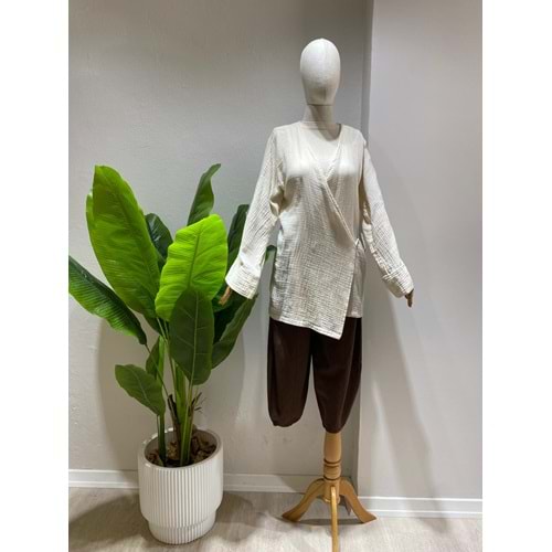 Müslin Kimono 7016 Beyaz M Beden