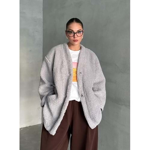 Lilyum Düz Kesim Standart Gri Bürümcük Ceket