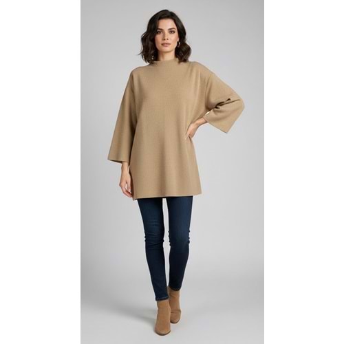 Deve Tüyü Kaşe Dokulu Kadın Kazak - L/XL