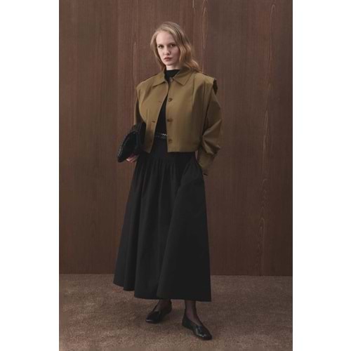 Siyah Pamuklu Evaze Etek L Beden