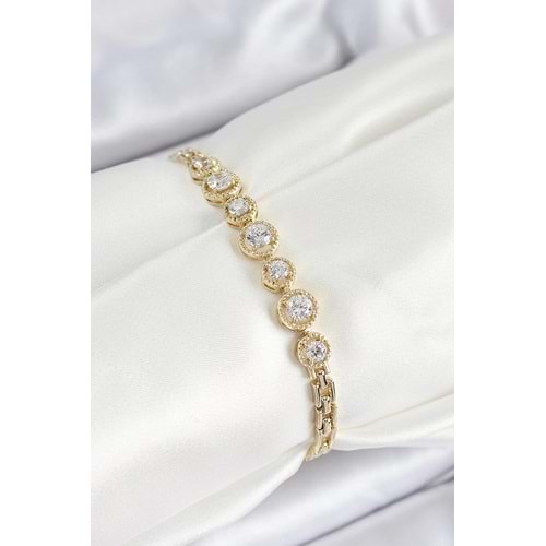 Xuping Pirinç Sıralı Daire Baget Model Gold Renk Kadın Bileklik